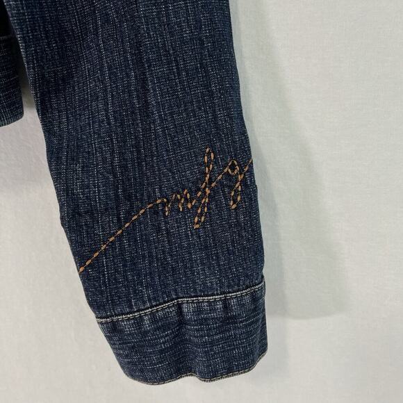 Marithe Francois Girbaud Y2K Jean Jacket Women Small Blue Denim Logo Trucker VTG - Picture 2 of 14